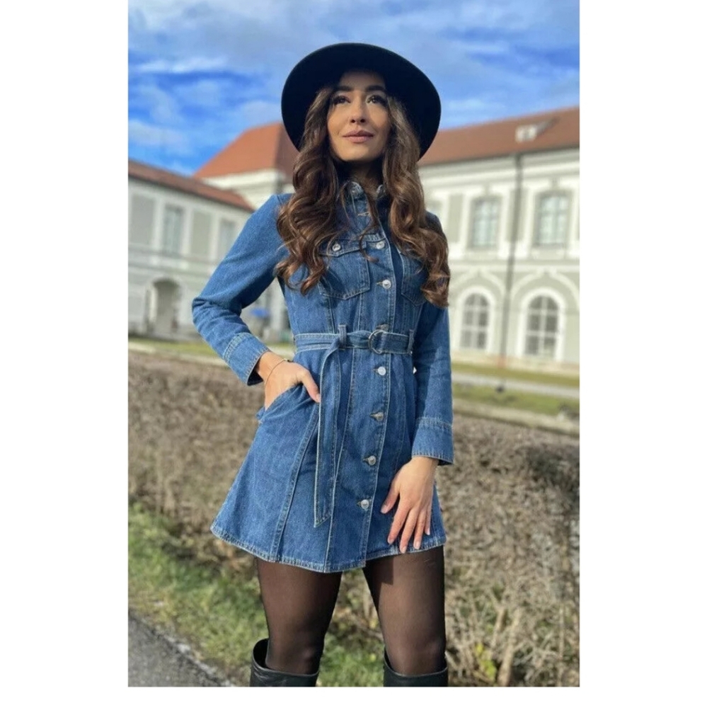 Zara belted denim dress bloggere favorite ⭐ Size XS
